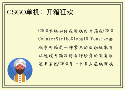CSGO单机：开箱狂欢